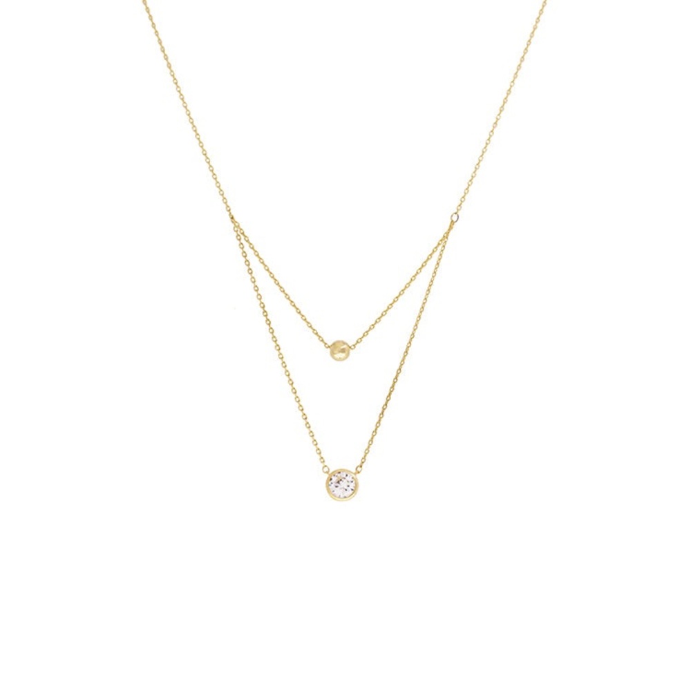 NWT Marlyn Schiff Double Layered Gold Tone Necklace - Picture 2 of 6